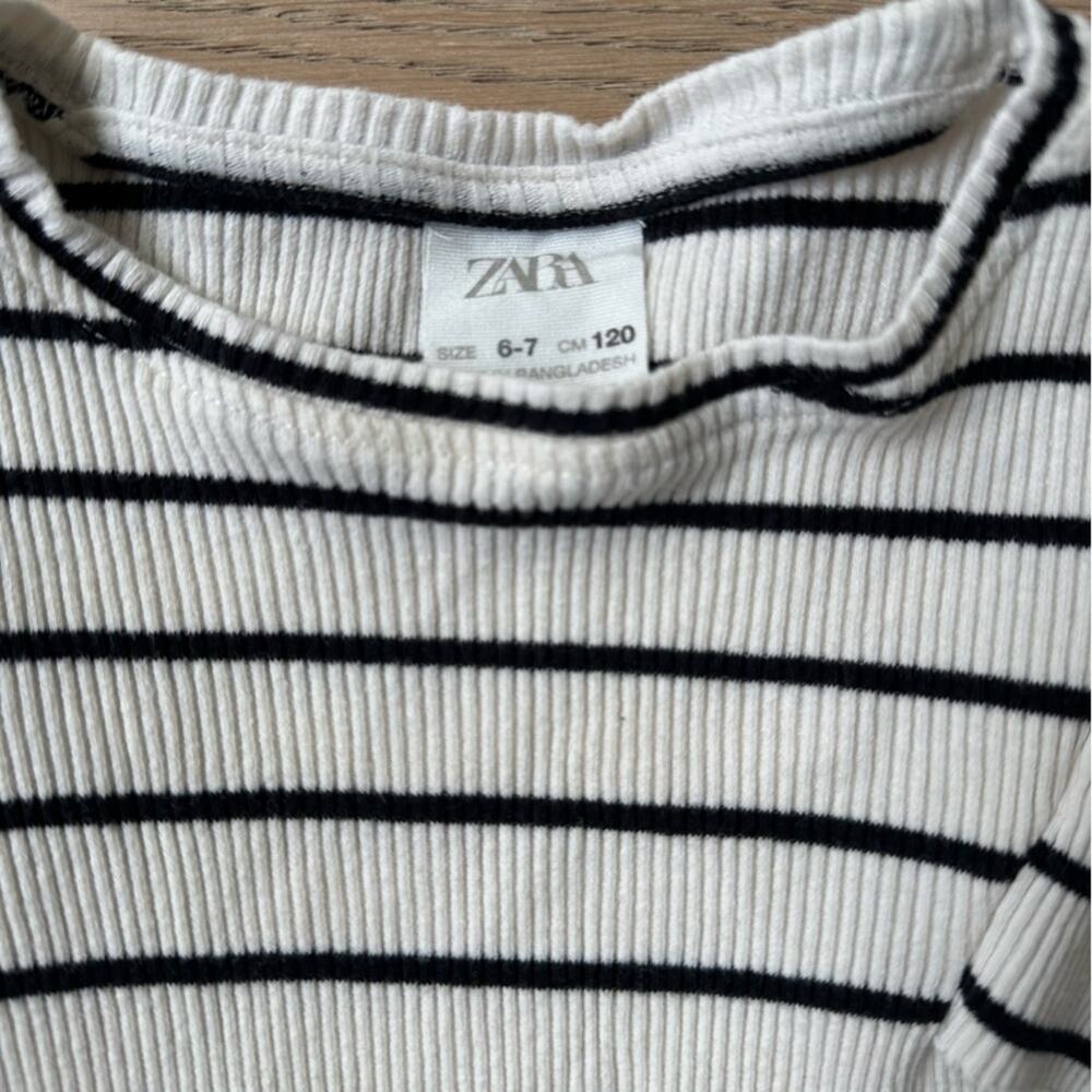 Zara Black and White Ribbed Top 6-7 - Picture 3 of 6
